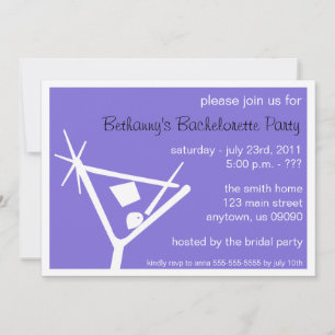 Bachelorette Party Invite Martini Glass Med Purple
