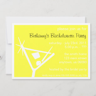 Bachelorette Party Invite Martini Glass (Yellow)
