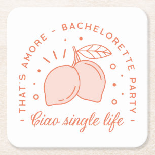 Bachelorette party Italian summer fruit coastal Square Paper Coaster