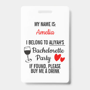 Bachelorette Party Lanyard Funny 'Buy Me a Drink' ID Badge