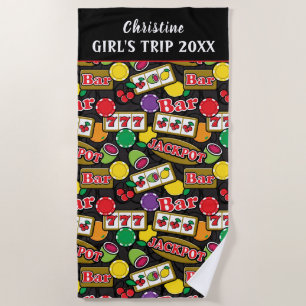 Bachelorette Party Las Vegas Casino Pattern Beach Towel
