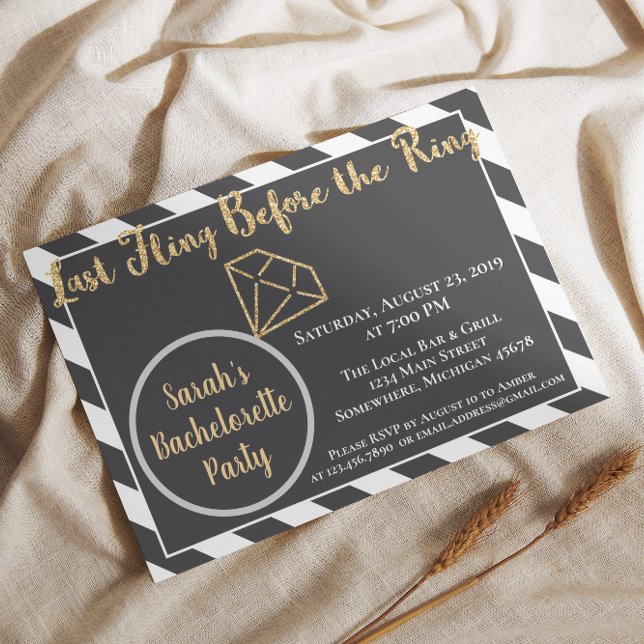 Bachelorette Party Last Fling Before the Ring Invitation (Creator Uploaded)