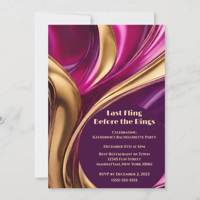 Bachelorette Party-Last Fling Before the Rings- Invitation (Front)