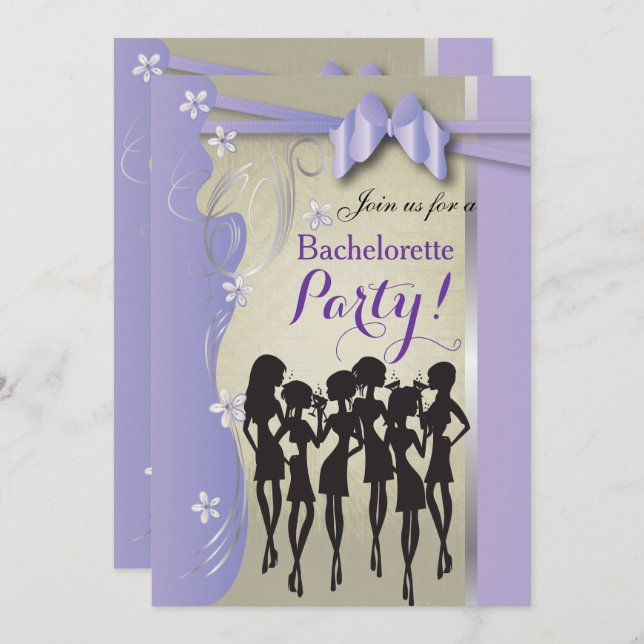 Bachelorette Party - Lavender Purple and Silver Invitation (Front/Back)