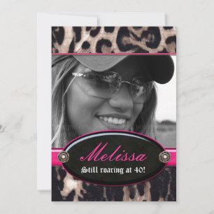 Bachelorette Party Leopard Flower Jewel Pink 2 Invitation