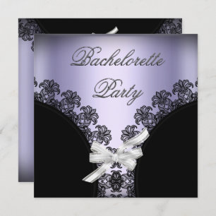 Bachelorette Party Lilac Purple Black Lace Invitation