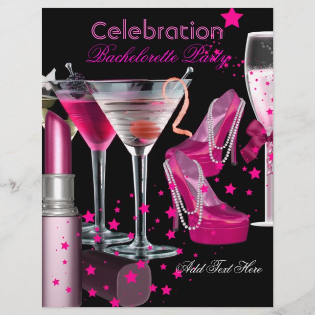 Bachelorette Party Lipstick Pink Shoes Champagne (Front)
