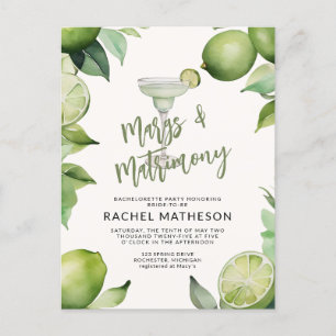 Bachelorette party margs and matrimony postcard