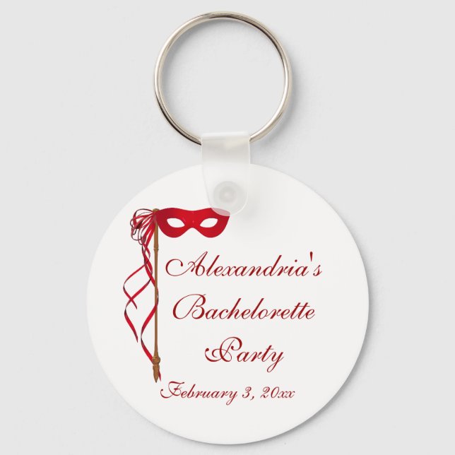 "Bachelorette Party" - Masquerade Theme Key Ring (Front)