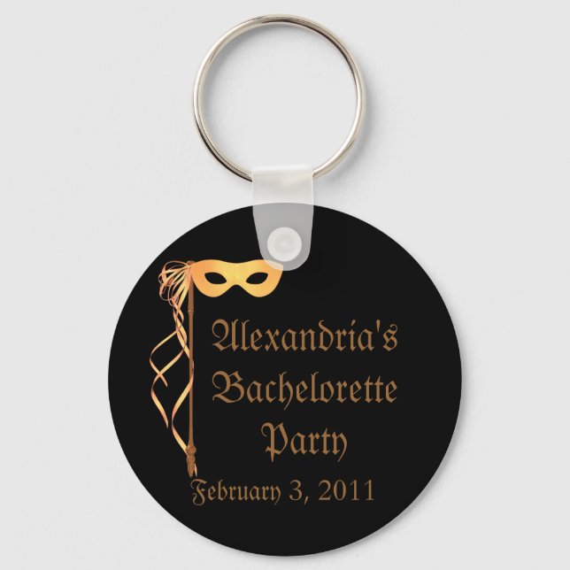 "Bachelorette Party" - Masquerade Theme Key Ring (Front)