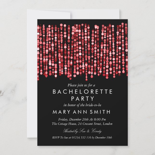 Bachelorette Party Modern Red Lights Invitation (Front)