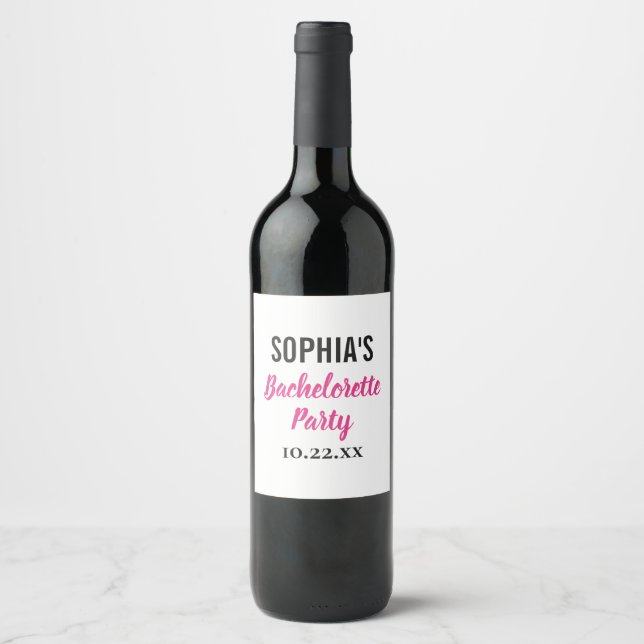 Bachelorette Party Modern Typography Wine Label (Front)