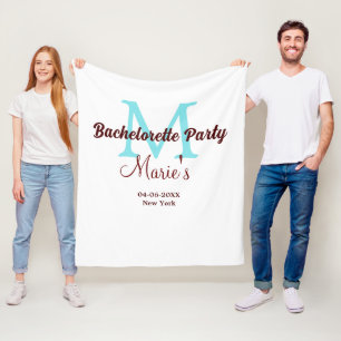 bachelorette party monogram add name date place si fleece blanket