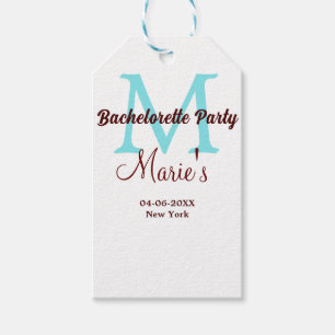 bachelorette party monogram add name date place si gift tags
