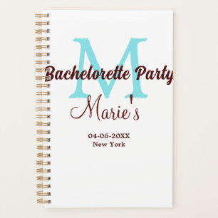 bachelorette party monogram add name date place si planner