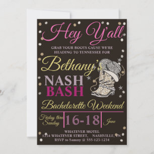 Bachelorette Party Nash Bash Custom Invitation