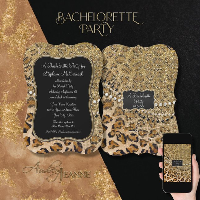 Bachelorette Party Natural Gold Leopard Pattern Invitation (Creator Uploaded)