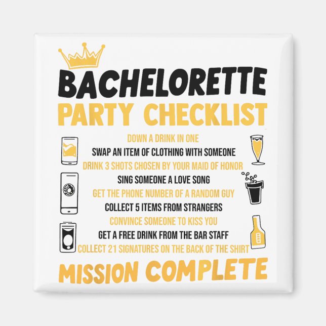 Bachelorette Party Naughty Games Checklist Bride B Magnet (Front)
