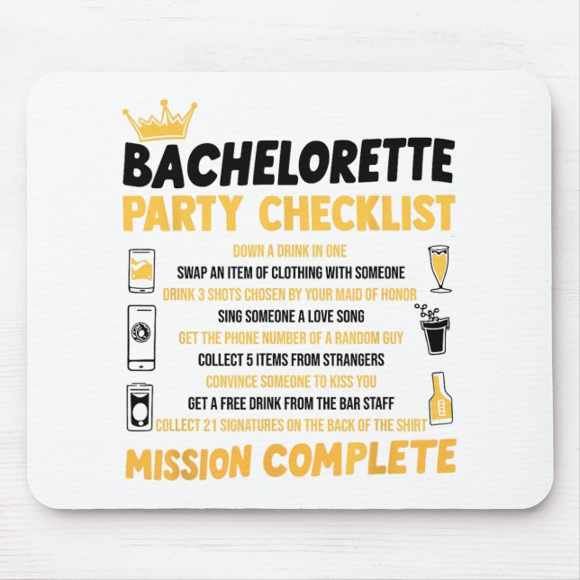 Bachelorette Party Naughty Games Checklist Bride B Mouse Pad (Front)