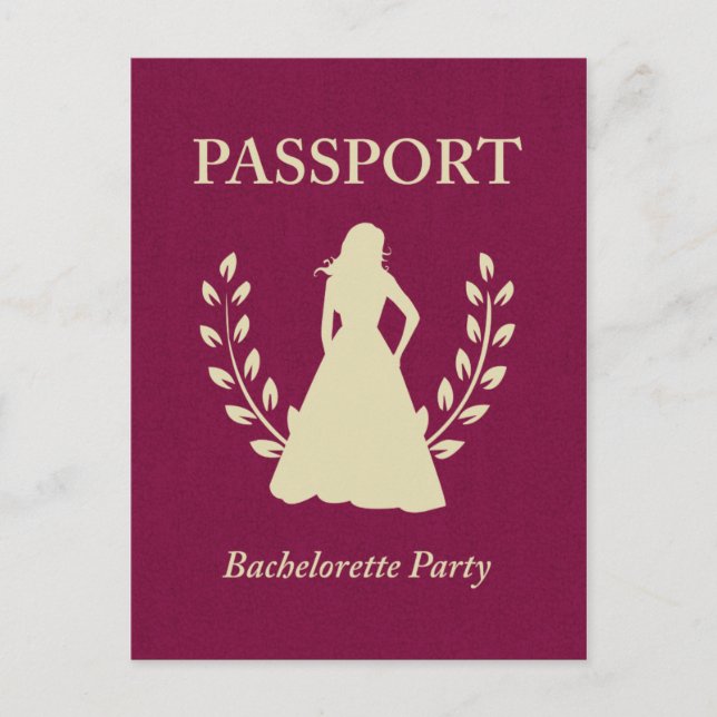 bachelorette party passport invitation postcard (Front)