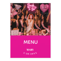 Bachelorette Party Photo Menu Pink