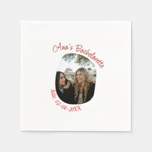 bachelorette party photo name date simple circular napkin