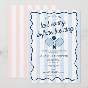 Bachelorette Party Pickleball Bach Retro Stripes Invitation