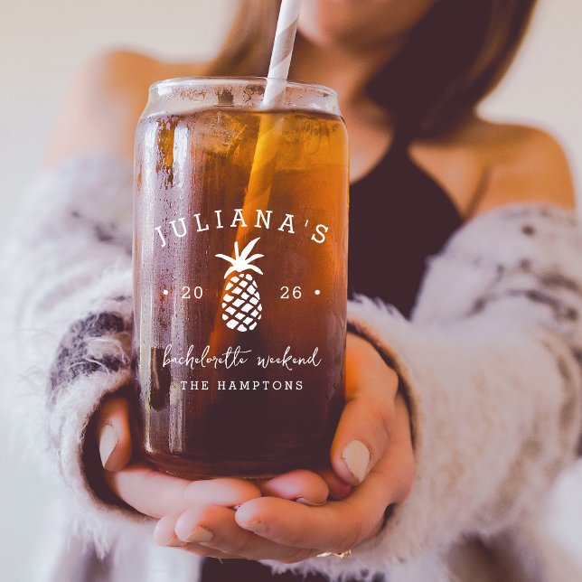 Bachelorette Party Pineapple | Personalised Can Glass (Creator Uploaded)