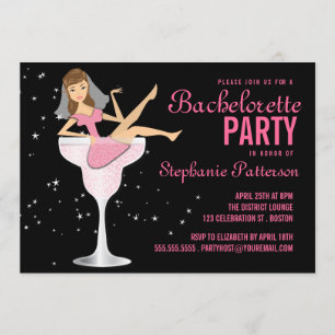 Bachelorette Party Pink Cocktail Bride Invitation
