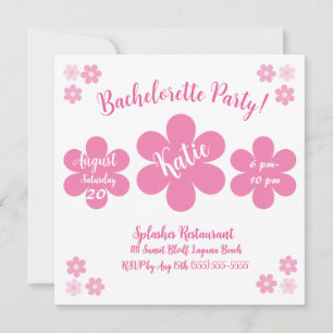 Bachelorette Party-Pink Flower Glam- Invitation