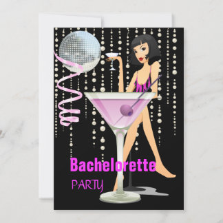 Bachelorette Party Pink Martini Invitation