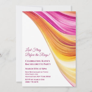 Bachelorette Party-Pink Orange Yellow- Invitation