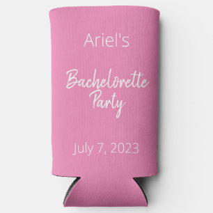 Bachelorette Party - Pink & White - Wedding Seltzer Can Cooler
