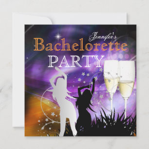 Bachelorette Party Purple Champagne Dance Invitation