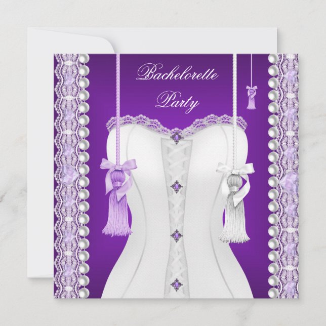 Bachelorette Party Purple Lilac Corset Tassels Invitation (Front)