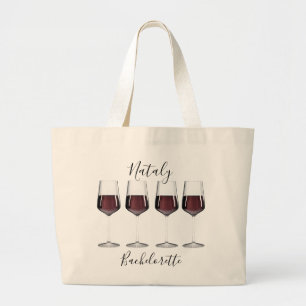 Bachelorette Party red wine glasses Large Tote Bag