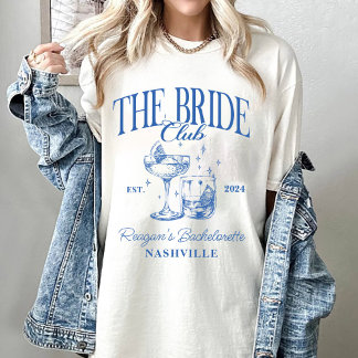 Bachelorette Party Retro Cocktail Blue Bride T-Shirt