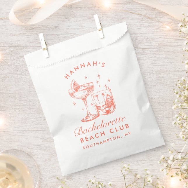 Bachelorette Party Retro Cocktail Orange Bride Favour Bag (Clipped)