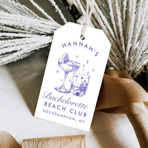 Bachelorette Party Retro Cocktail Purple Bride Gift Tags