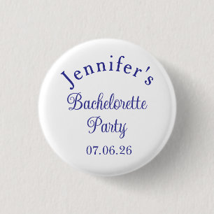 Bachelorette Party Retro Modern Blue Classy Script 3 Cm Round Badge