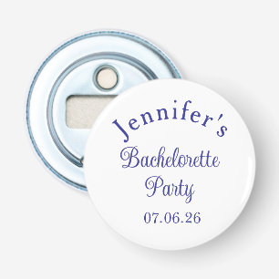 Bachelorette Party Retro Modern Blue Classy Script Bottle Opener