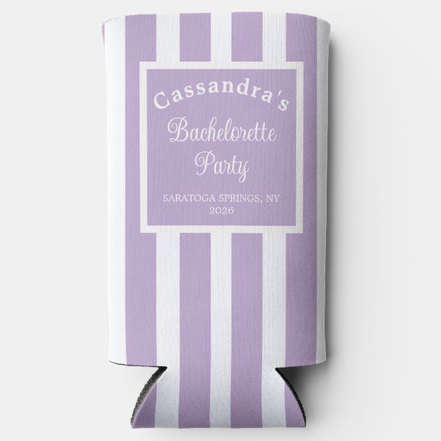 Bachelorette Party Retro Modern LightPurple Classy Seltzer Can Cooler (Front)