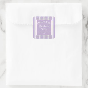 Bachelorette Party Retro Modern LightPurple Classy Square Sticker