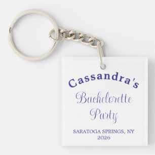Bachelorette Party Retro Modern Royal Blue Classy Key Ring