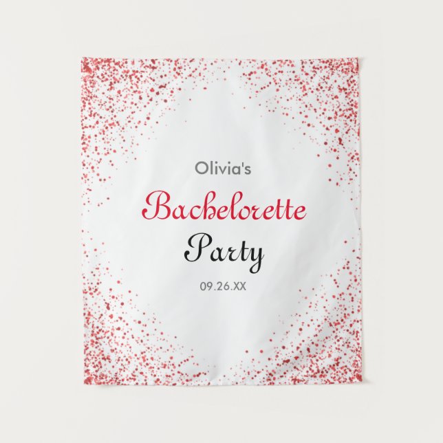 Bachelorette Party Rose Gold Glitter Backdrop Tapestry (Front)