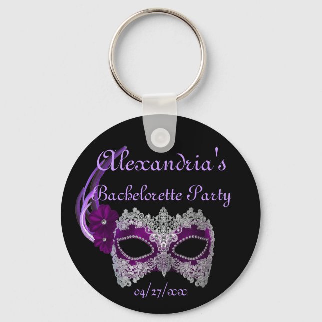 "Bachelorette Party" - Royal Purple Mask Key Ring (Front)