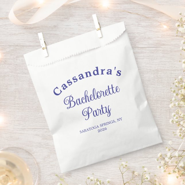 Bachelorette Party Script Modern Royal Blue Classy Favour Bag (Clipped)