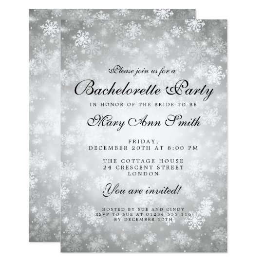 Bachelorette Party Silver Winter Wonderland Card