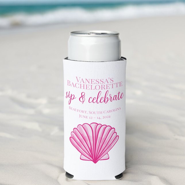 Bachelorette Party Sip & Celebrate Custom Shell Pk Seltzer Can Cooler (Creator Uploaded)