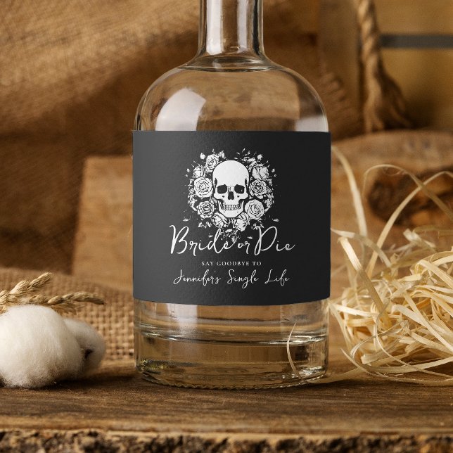 Bachelorette Party Skull Floral Bride or Die  Sparkling Wine Label (Creator Uploaded)
